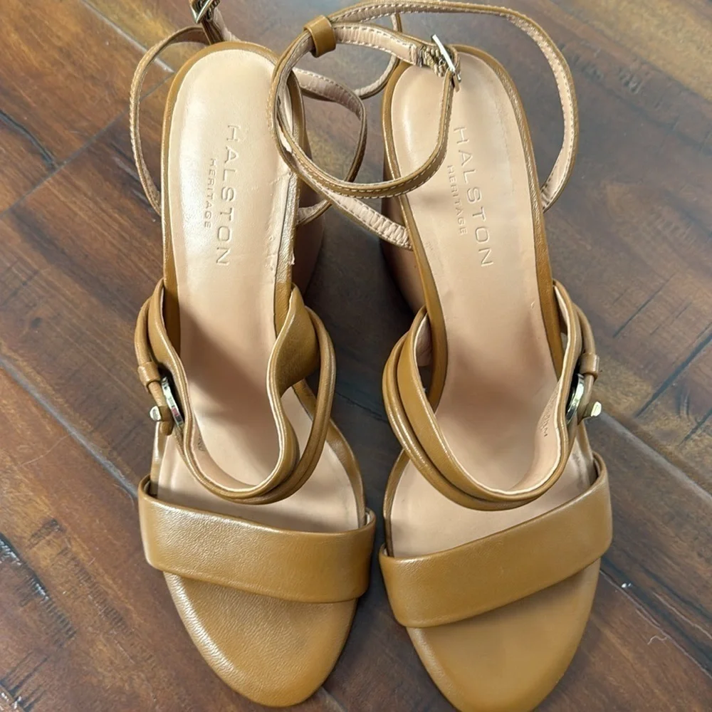 Halston Heritage Sola Block Heel Sandals Heels